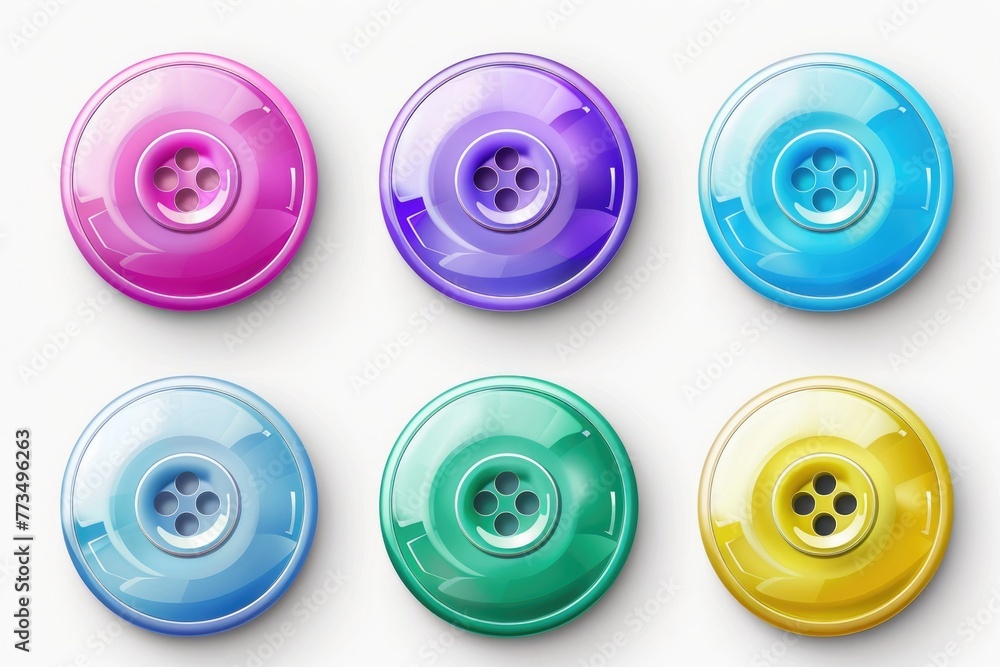 Poster Collection of four different colored buttons, perfect for various design projects