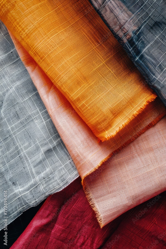 Poster a close-up of a pile of cloth. suitable for textile industry concepts