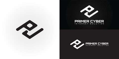 abstract initial letter PC or CP logo in black color isolated on multiple black and white background colors. The logo is suitable for internet provider solution business logo icon design inspiration