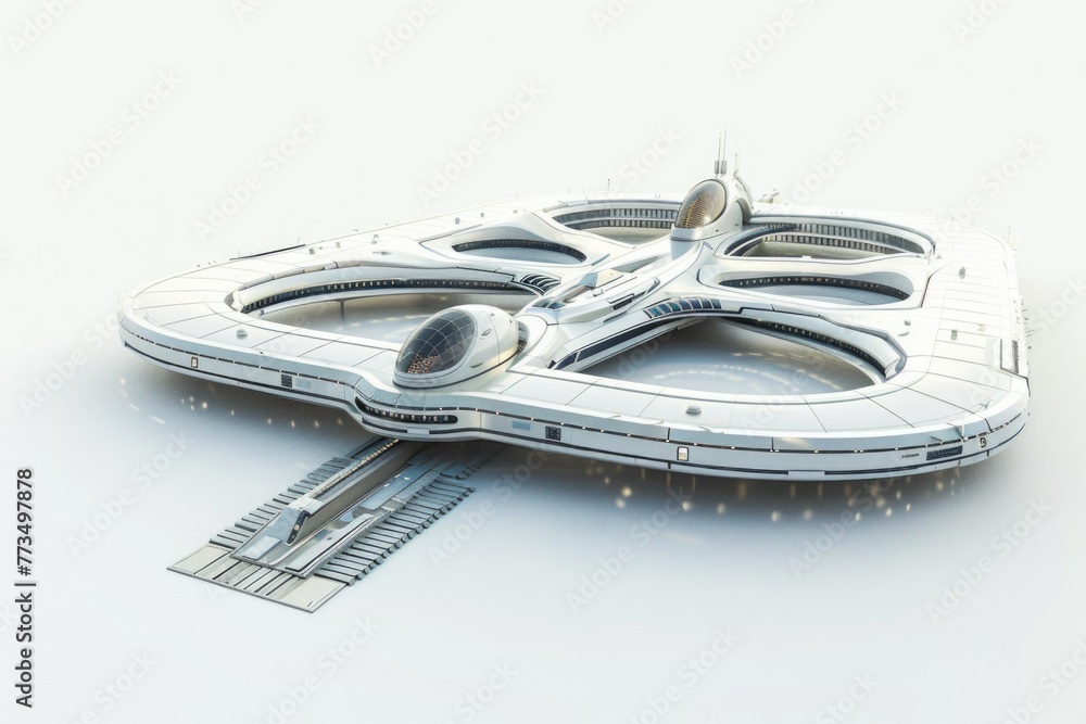 Poster a detailed model of a futuristic spaceship. ideal for sci-fi enthusiasts