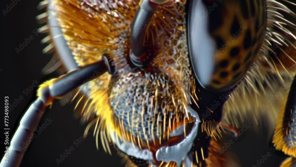 Poster a highly detailed image of a bees maxilla one of the two pairs of mouthpart structures that flank th