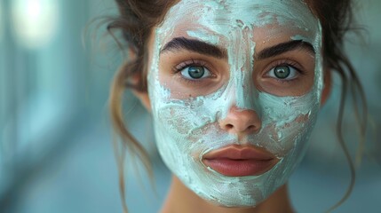 Woman Applying Facial Mask