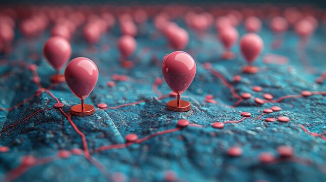 Bunch of Pink Balloons on Blue Surface