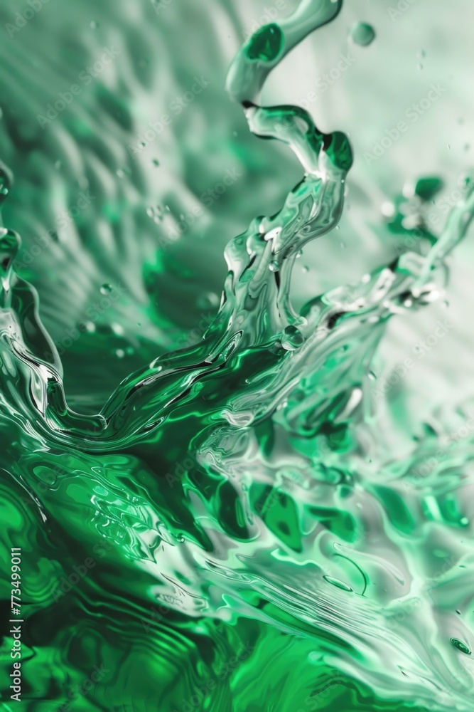 Poster close up view of green liquid, perfect for science or laboratory concepts