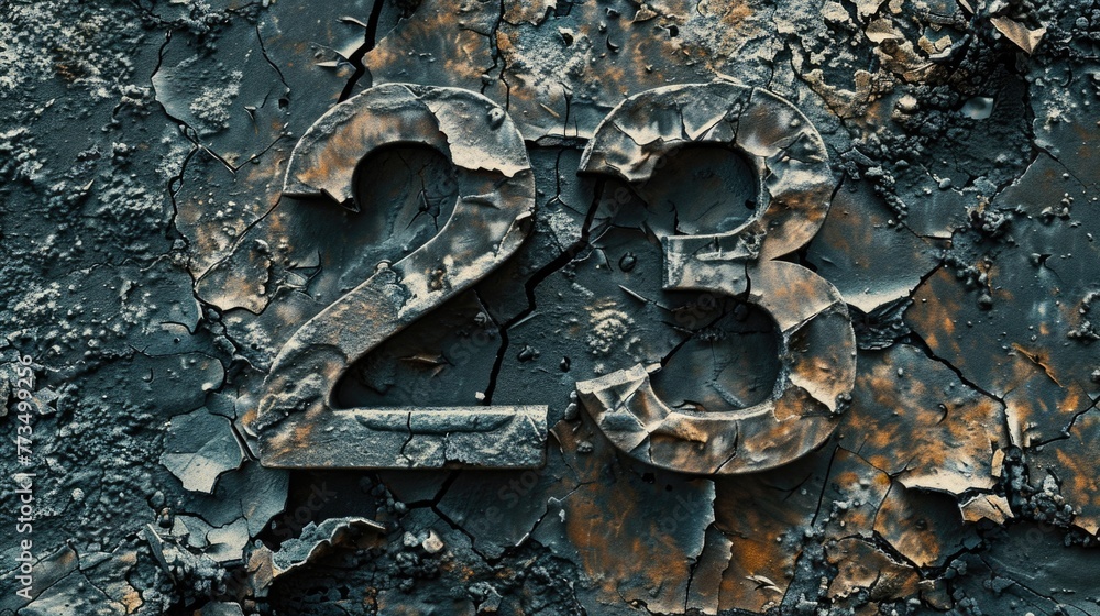 Aufkleber A close up of a number on a tree, suitable for various concepts