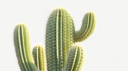A close-up of a cactus plant against a white background. Ideal for botanical themes