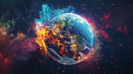 Fiery and Icy Earth Conceptual Artwork