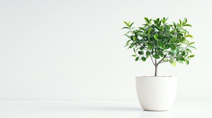 A simple image of a plant in a white pot on a table. Suitable for home decor or interior design concepts