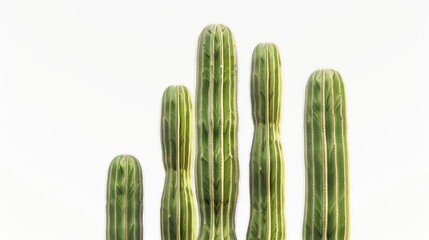 A group of green cactus plants on a white surface, perfect for adding a touch of nature to your designs