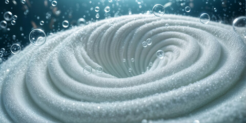 swirling white mass of bubbles with a blue background - 773500444