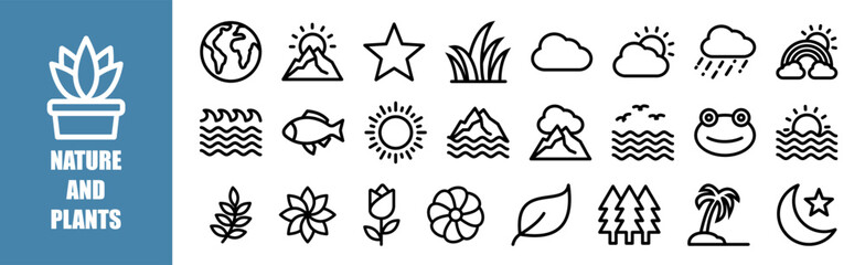 Nature and Plants icon set for design elements