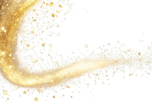 background. trail isolated Golden PNG. Magic particles sparkling wave confetti stars concept. transparent illustration. glitter dust abstract magical glittering particle spark sparkle disco f