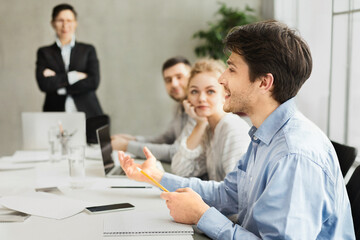 Business team in a meeting room discussion