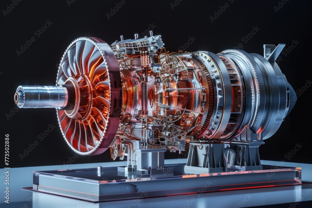 Poster detailed view of a machine on a table. suitable for industrial concepts
