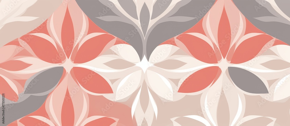 Poster close-up view showcasing a detailed floral pattern set against a soft pink backdrop, creating a vibr