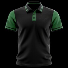 Blank black and green man polo-shirt mockup, looped rotation. Empty male casual t shirt mock up rotating, isolated. Cleat fabric classic polo-shirt with button and collar template. Generative AI