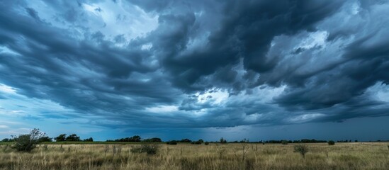 View of a dark cloudy sky before heavy rain falls