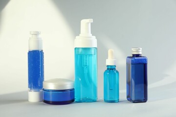 Set of luxury cosmetic products on white background