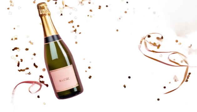 present Christmas confetti bottle lay. box card. number table gift pink top Flat Champagne 2022 New golden greeting view. Year Similar Keywords background champaign gold c