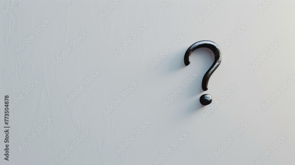 Poster simple black question mark on a white background, suitable for various concepts