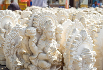 Hindu figurines in plaster of Shiva God in Hinduism at India