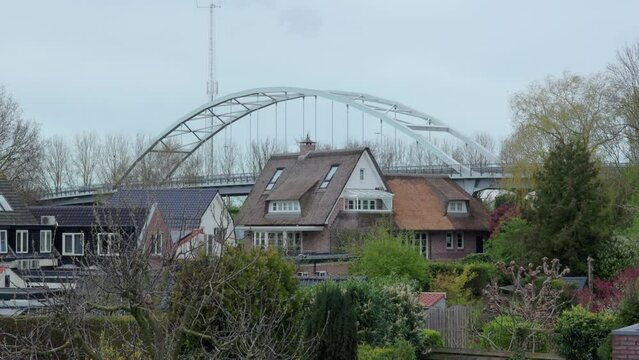 Time-lapse Breukelen bridge cars Winter Netherlands
