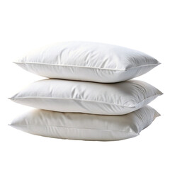 Stacked of white pillows, isolated on transparent background.