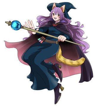 かわいい猫耳美少女魔法使いのキャラクター