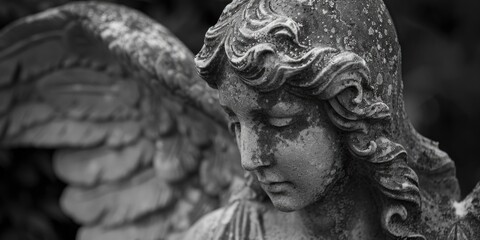 Detailed shot of an angel sculpture, suitable for religious themes