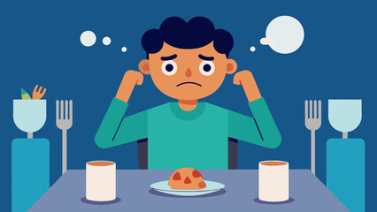 It is clear that the person is visibly upset as they fidget with their silverware and avoid making eye contact with anyone else at the table.