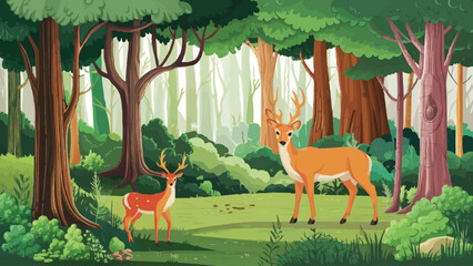Captivating Vector Forestscape: A Rich Tapestry of Diverse Trees, Ideal for Nature Enthusiasts and Environmental Narratives. 