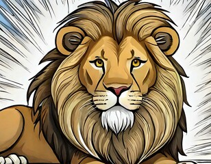 cartoon lion image with white background, painting sketch for home