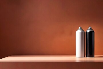 Product packaging mockup photo of Spray can, studio advertising photoshoot
