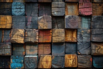 Close up shot of a bunch of wood blocks. Suitable for various design projects