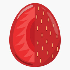 Easter decorated eggs with red strawberry for holiday poster, textile or packaging