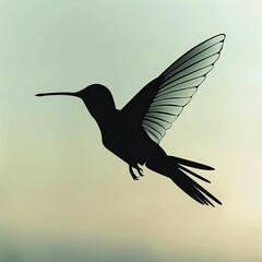 Fototapeta premium A biomimetic aviation design featuring a hummingbird silhouette with propeller wings, inspired by nature for sustainable flight.