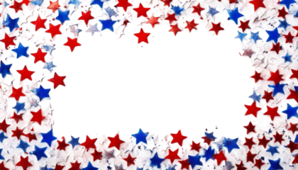 American confetti copy Day background. flat view lay decorations isolated white stars frame Independence July space 4th top us flag decoration holiday 4 up high a