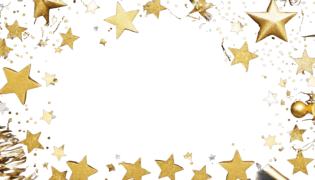 New border Top background. Years corner decorations glittery black view stars Eve gold confetti noisemakers. streamers banner year party shiny decor decoratio