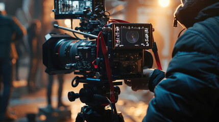 On Set Photography, Operator Using Professional Camera for Shooting