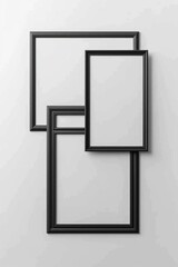 Three black picture frames hanging on a wall. Perfect for interior design projects