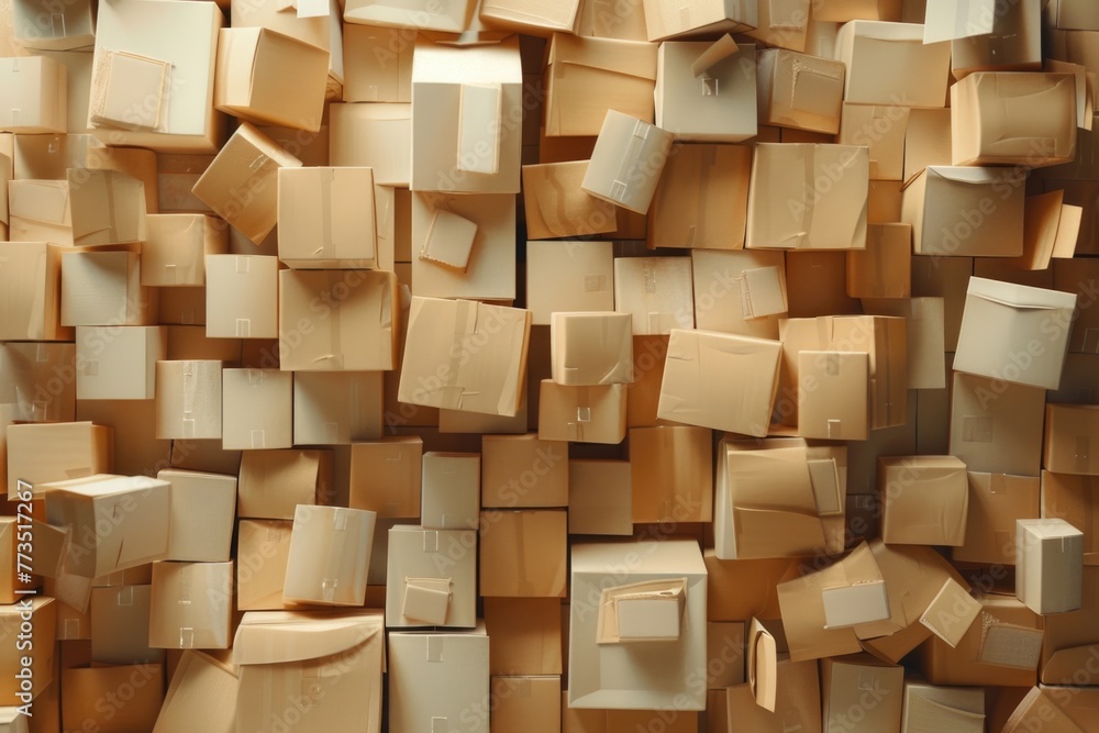 Aufkleber a pile of cardboard boxes stacked on top of each other. suitable for logistics and storage concepts