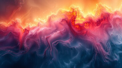 Fiery Inky Colorful Seamless Wave Abstract Art Background