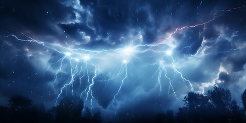 Lightning in the night sky. 3D illustration. Wallpaper. - obrazy, fototapety, plakaty