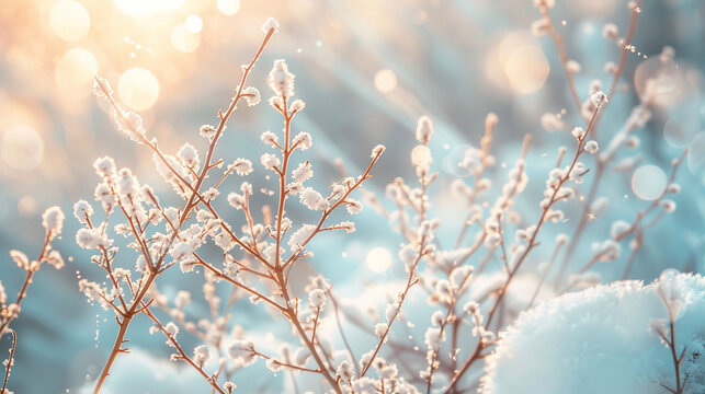 A dreamlike image featuring a softly blurred snow background, evoking a sense of tranquility and winter wonder.