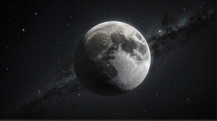Fototapeta na wymiar Detailed moon against a starry night sky