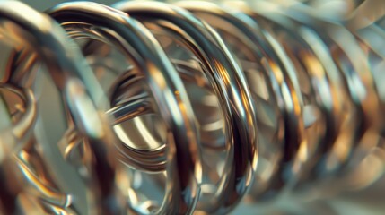 Detailed view of a group of metal rings, perfect for industrial concepts