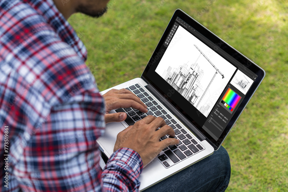 Poster architectural design modish software application for architect business and professional designer