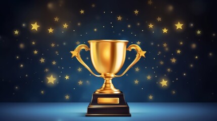 Golden trophy cup winner , Achievement success in education awards concept. 