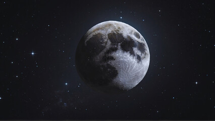 Detailed moon against a starry night sky - obrazy, fototapety, plakaty