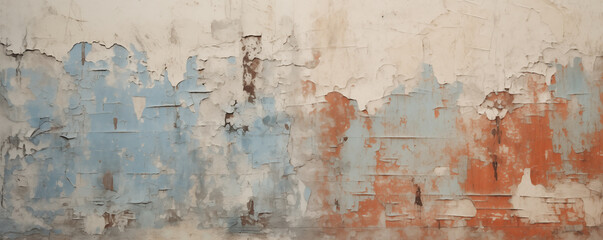 Vintage wall with rough cracked paint, old blank background, generated by ai